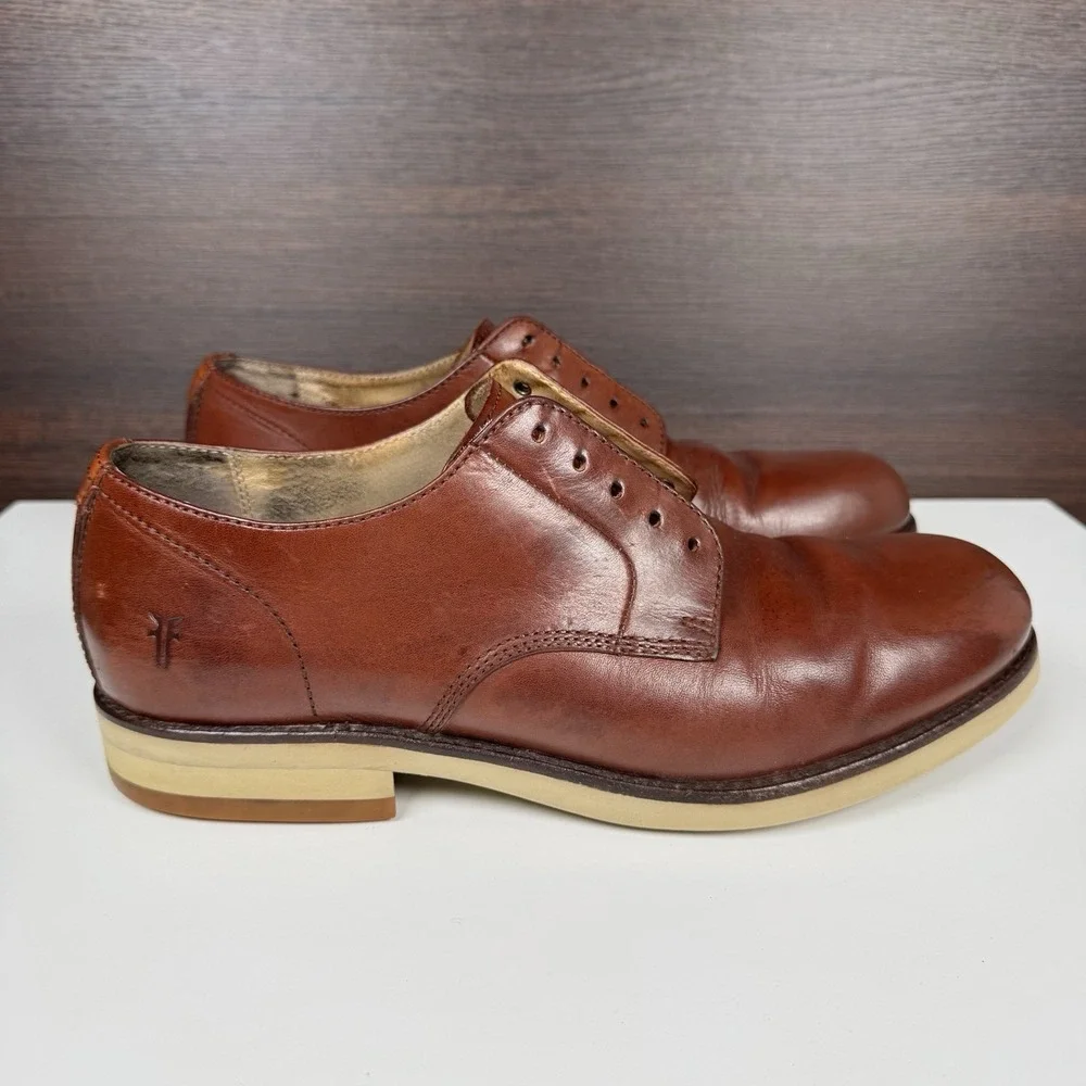 Frye Grant Oxford Men's Brown Leather Dress Casual Shoes Size 10 Model 87636